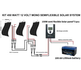 100Ah 12.8V LiFePO4 Battery+450W Semi-Flexible Solar Kit